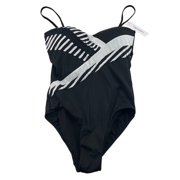 Swimsuit By Swimsuits For All Size 10 Black White Geometric Print One Piece NWT - Picture 1 of 5